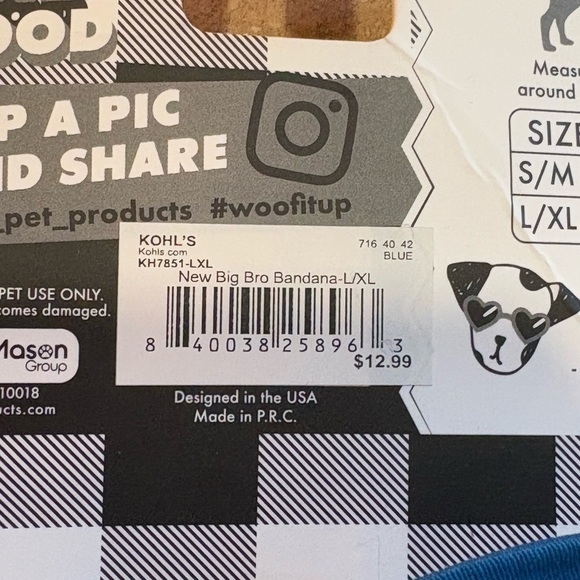 Woof Pet Bandana New Big Bro Size L/XL 15-18 in NWT Pregnancy Announcement - Picture 8 of 9
